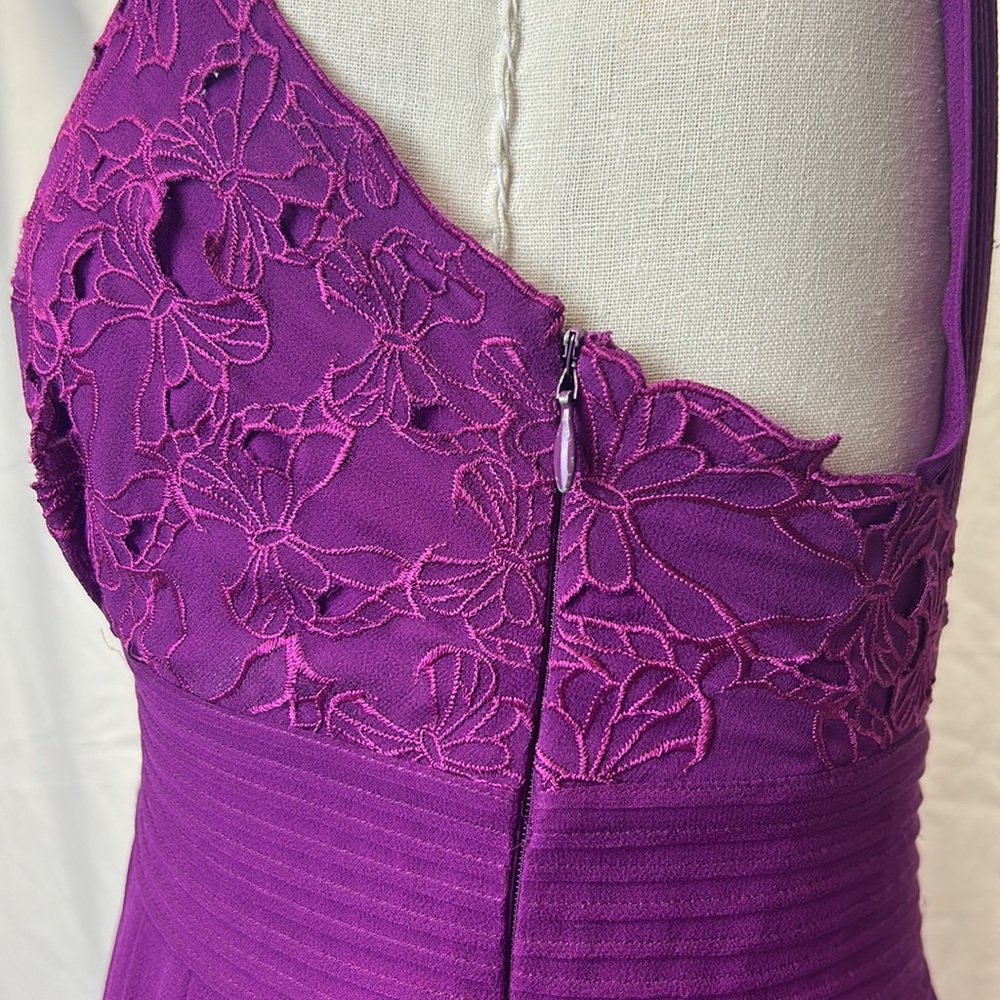 Catherine Malandrino Purple silk chiffon embroidered dress - Picture 3 of 6
